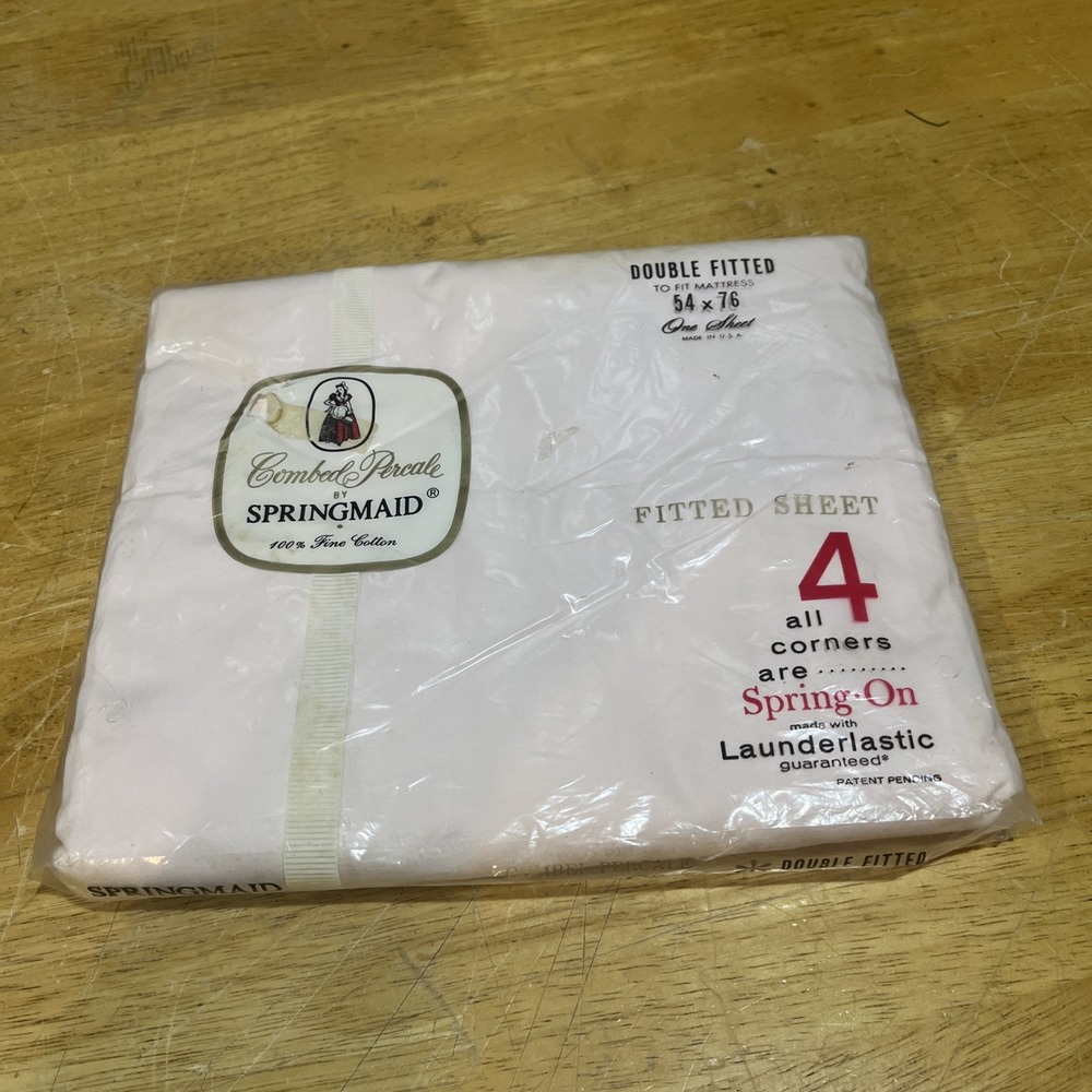 Vtg Light Pink Combed Percale Springmaid Full Double Flat‎ Sheet 100% Cotton NOS